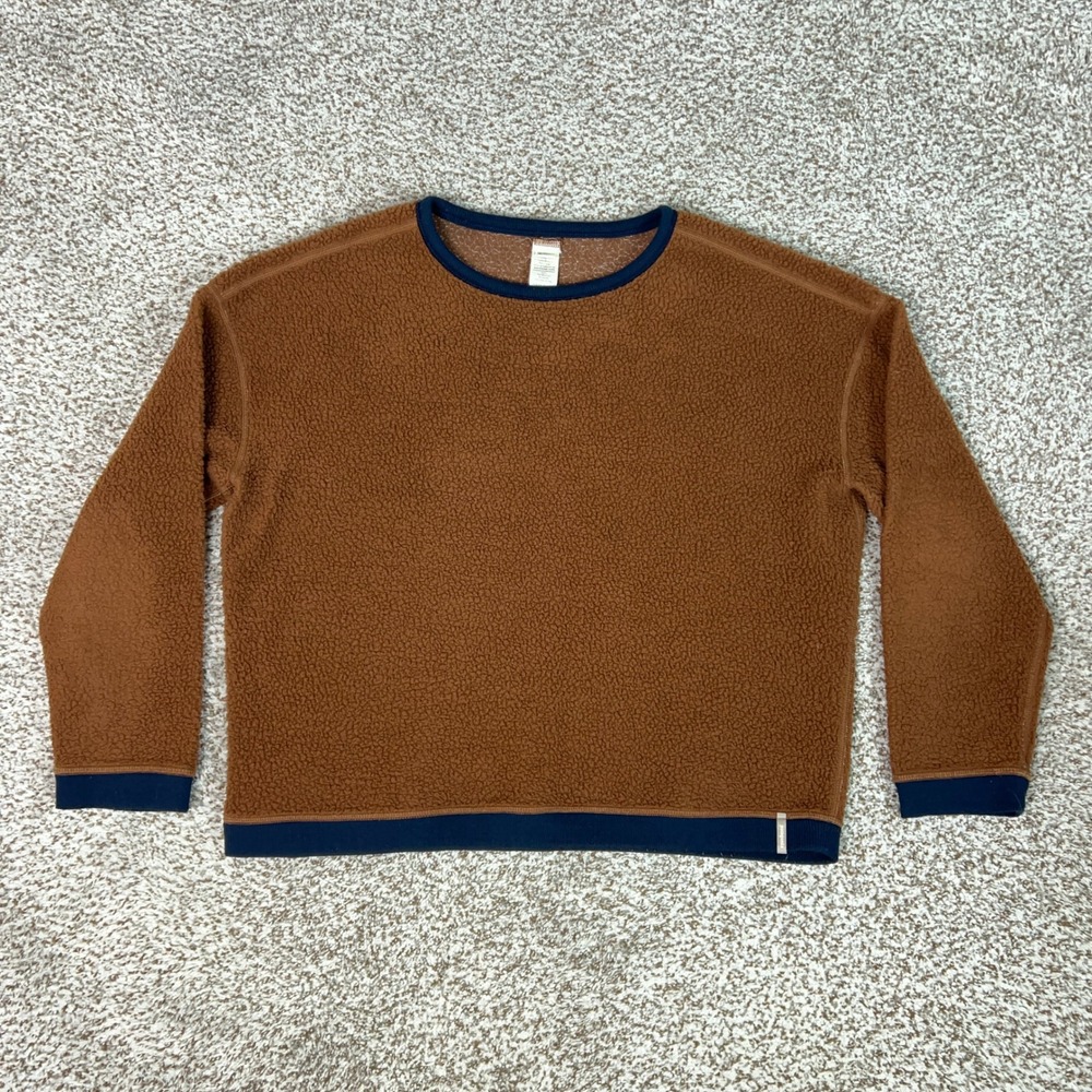 Patagonia Sweater Womens Medium Brown Casual Warm Shearling Crew Fleece Hiking